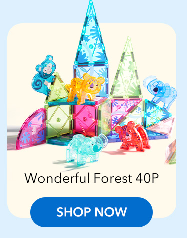 Colorful Magnetic Tiles: Wonderful Forest 40P