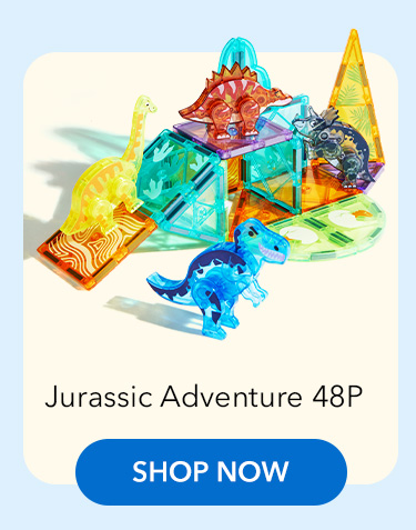 Colorful Magnetic Tiles: Jurassic Adventure 48P