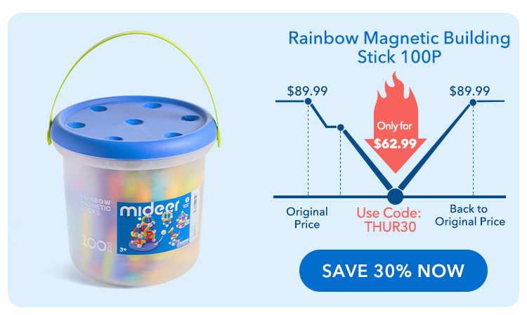 Rainbow Magnetic Building Stick 100P