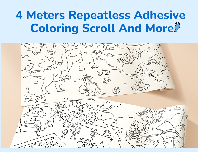 Adhesive Coloring Scroll: The Magic Zoo